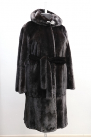 пальто, модель 17-7, норка крашеная, цвет: черный