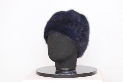 шапка, модель М 141, норка крашеная, цвет синий